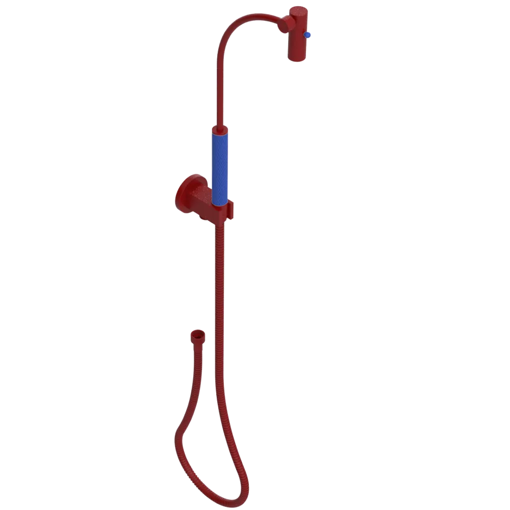 Rubinet Hand Held Shower Bidet with Extended Reach & Dual Function Spray Including Wall Bracket with Supply & Hose (Round) Maroon