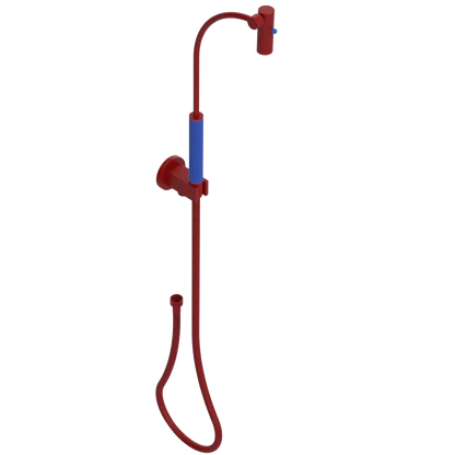 Rubinet Hand Held Shower Bidet with Extended Reach & Dual Function Spray Including Wall Bracket with Supply & Hose (Round) Maroon
