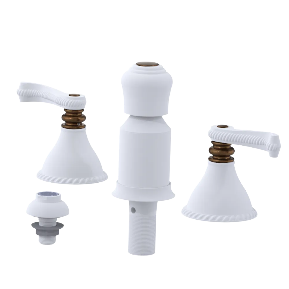 Rubinet Bidet Fitting with Spray, Diverter, and Vacum Breaker (Less Drain) Matt White