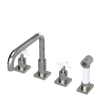 Rubinet Widespread Kitchen Set with Genesis Spout with Hand Spray Polished Nickel