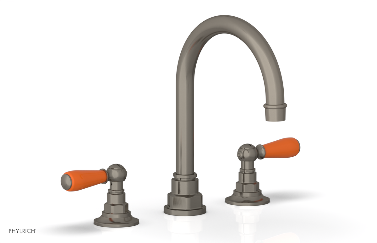 JAMESTOWN Widespread Faucet - High Spout - Lever Handle with "Orange" Accents 165-04