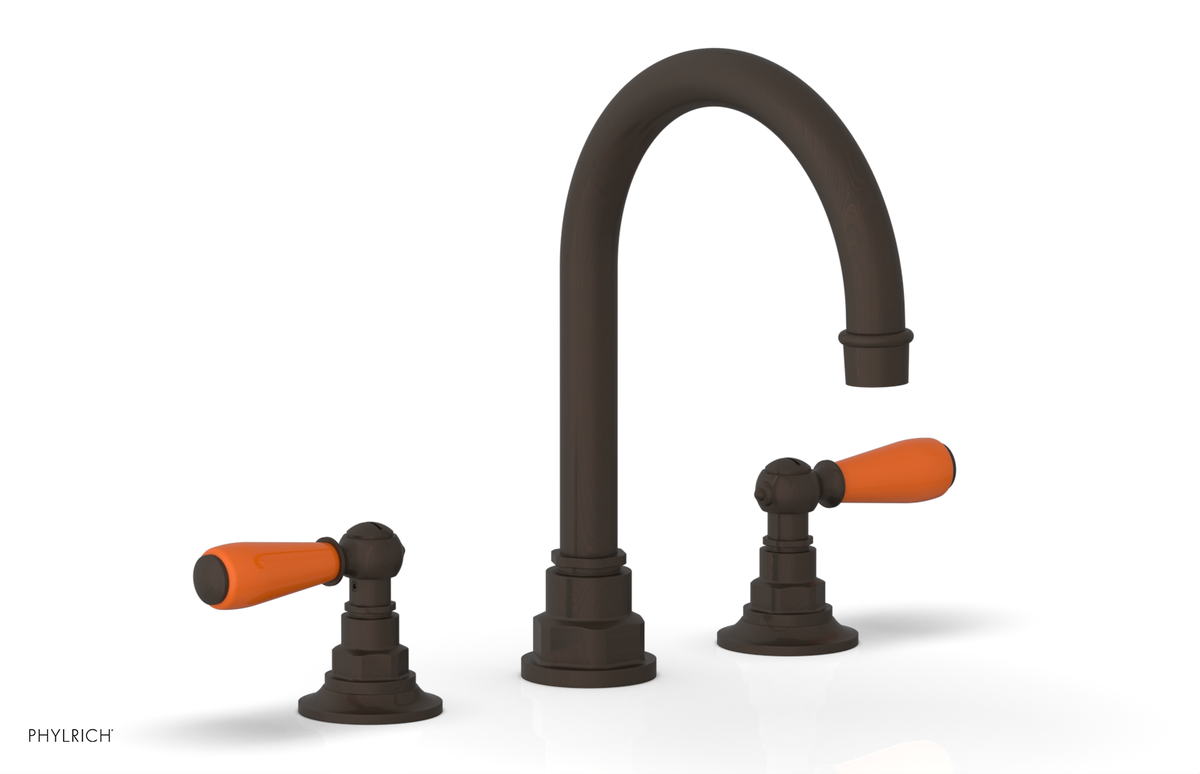 JAMESTOWN Widespread Faucet - High Spout - Lever Handle with "Orange" Accents 165-04