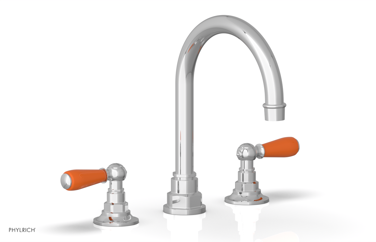 JAMESTOWN Widespread Faucet - High Spout - Lever Handle with "Orange" Accents 165-04
