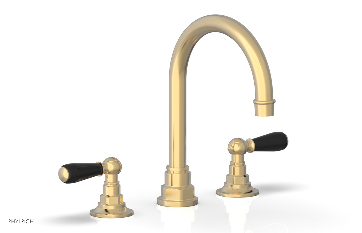 JAMESTOWN Widespread Faucet - High Spout - Lever Handle with "Black" Accents 165-04