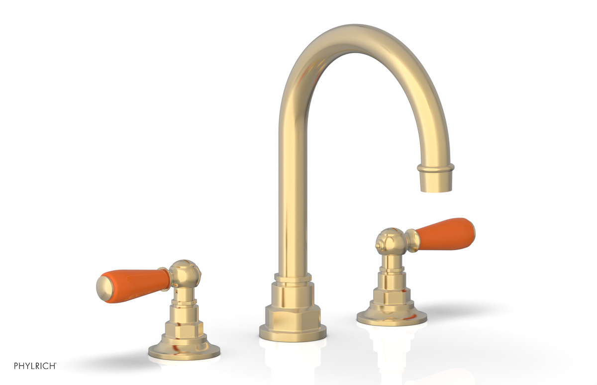 JAMESTOWN Widespread Faucet - High Spout - Lever Handle with "Orange" Accents 165-04