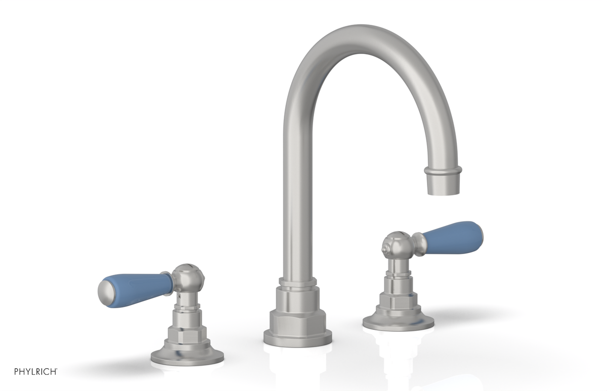 JAMESTOWN Widespread Faucet - High Spout - Lever Handle with "Light Blue" Accents 165-04