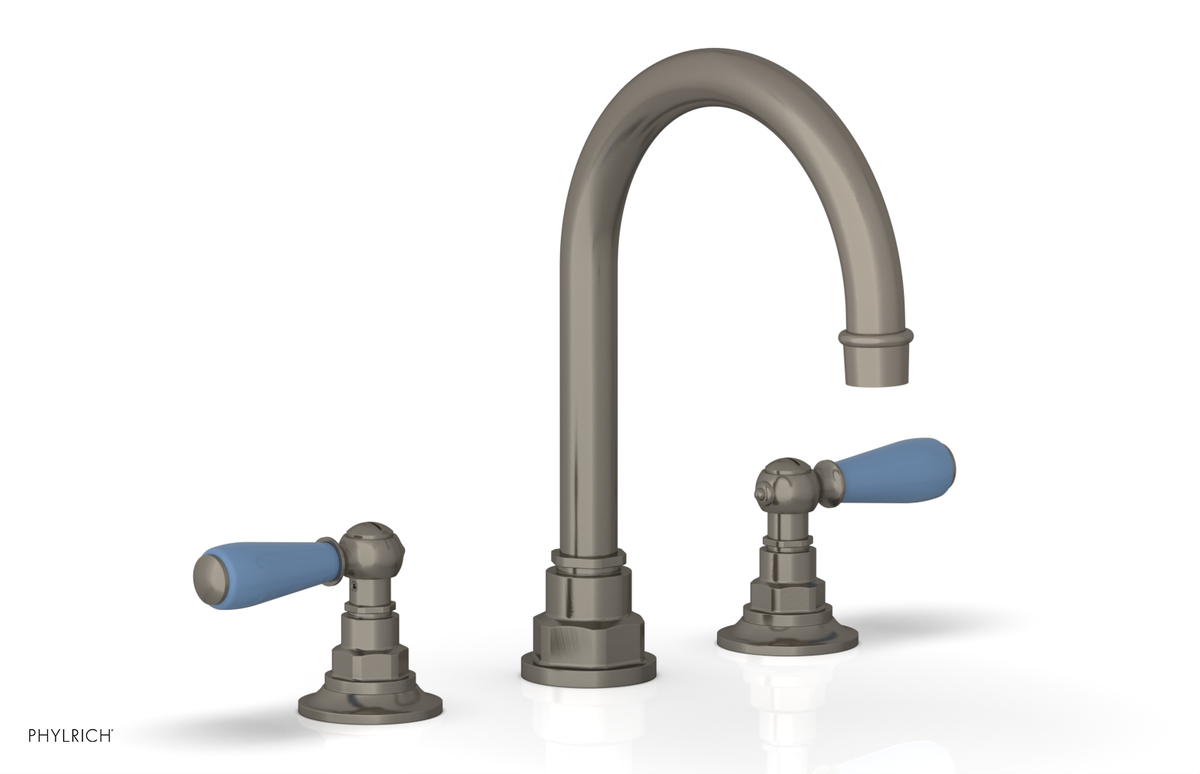JAMESTOWN Widespread Faucet - High Spout - Lever Handle with "Light Blue" Accents 165-04