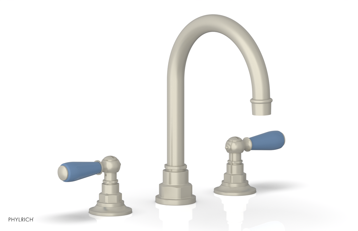 JAMESTOWN Widespread Faucet - High Spout - Lever Handle with "Light Blue" Accents 165-04