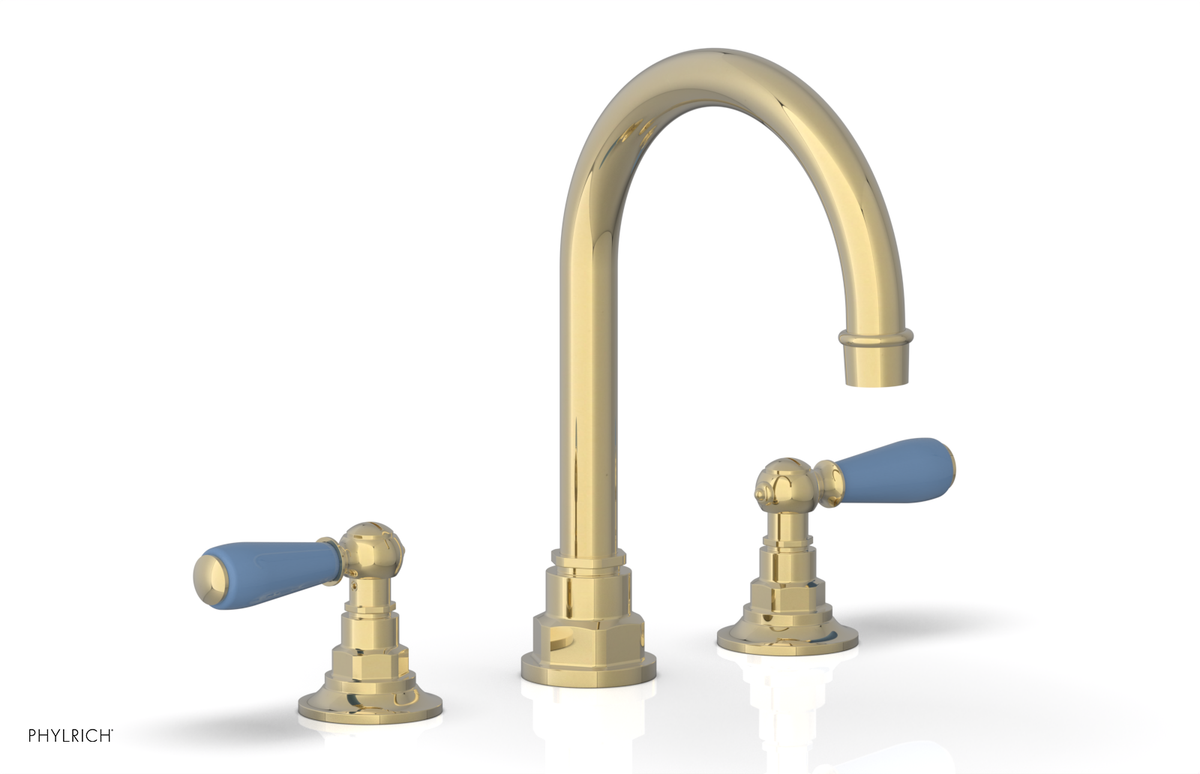 JAMESTOWN Widespread Faucet - High Spout - Lever Handle with "Light Blue" Accents 165-04