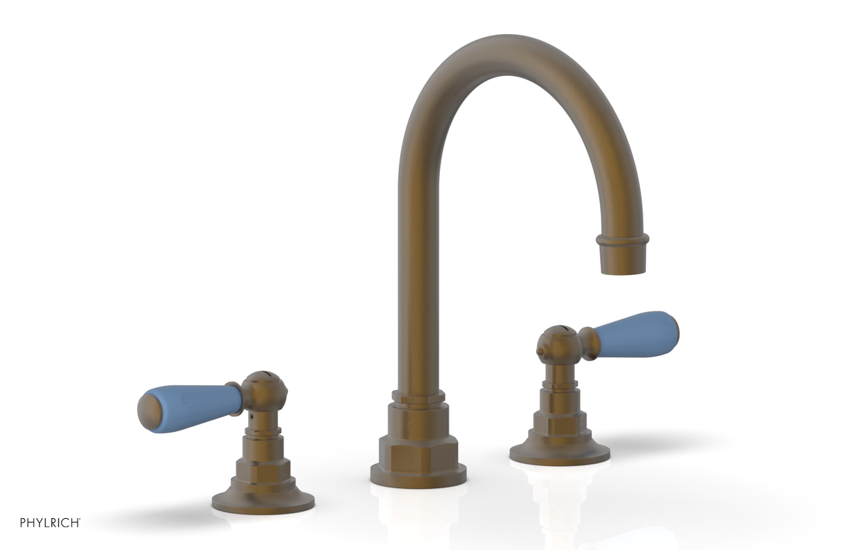 JAMESTOWN Widespread Faucet - High Spout - Lever Handle with "Light Blue" Accents 165-04