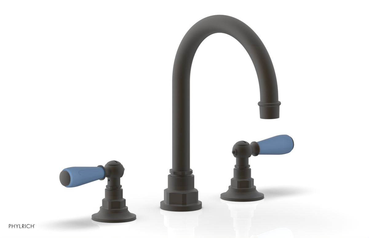 JAMESTOWN Widespread Faucet - High Spout - Lever Handle with "Light Blue" Accents 165-04