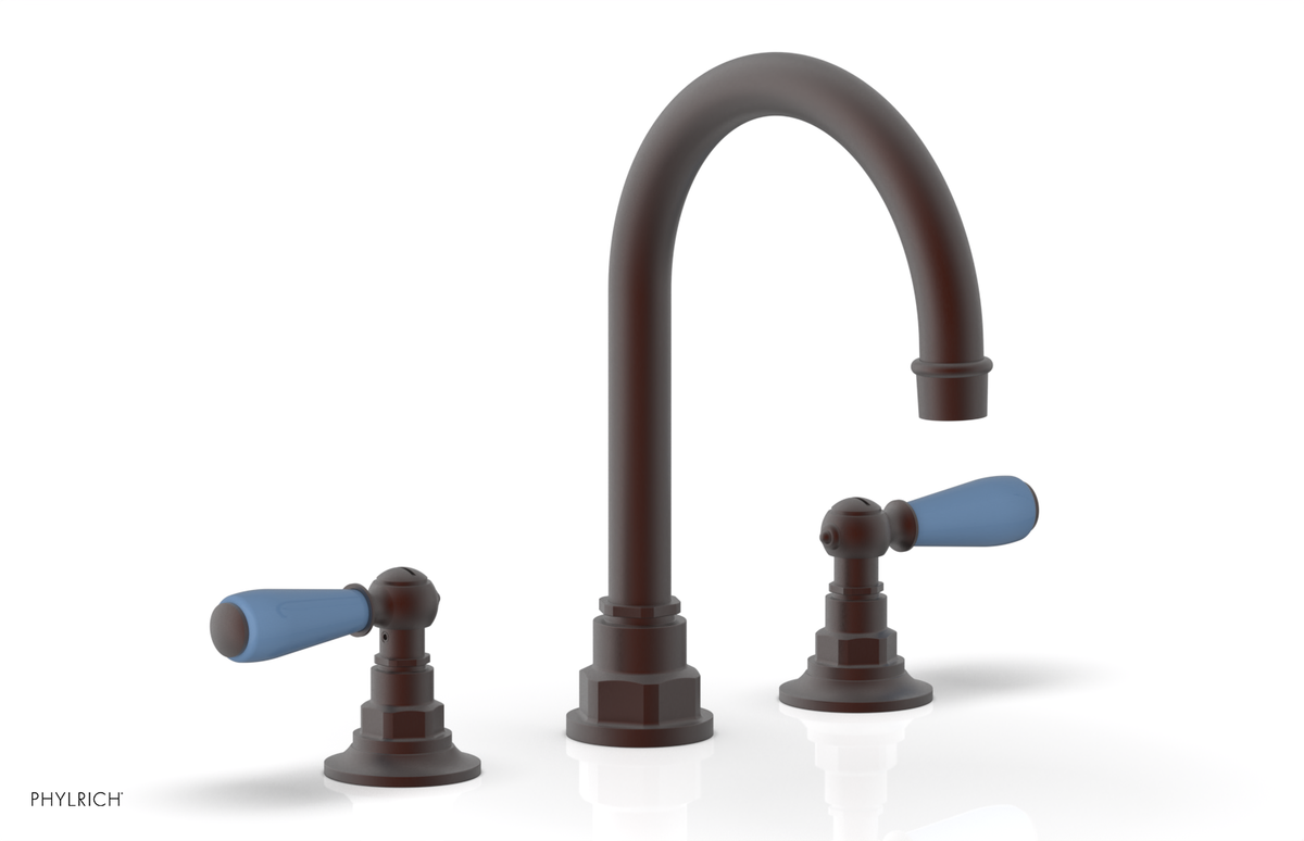 JAMESTOWN Widespread Faucet - High Spout - Lever Handle with "Light Blue" Accents 165-04