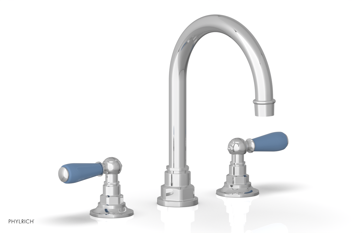 JAMESTOWN Widespread Faucet - High Spout - Lever Handle with "Light Blue" Accents 165-04