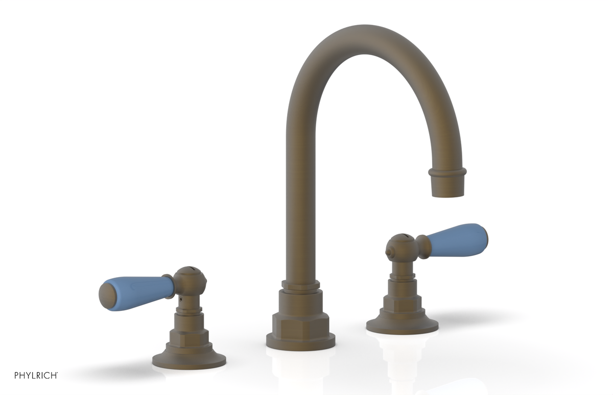 JAMESTOWN Widespread Faucet - High Spout - Lever Handle with "Light Blue" Accents 165-04