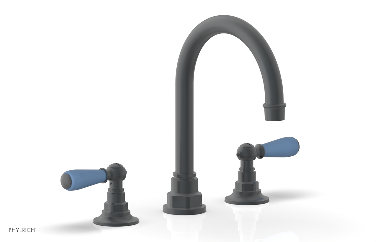JAMESTOWN Widespread Faucet - High Spout - Lever Handle with "Light Blue" Accents 165-04