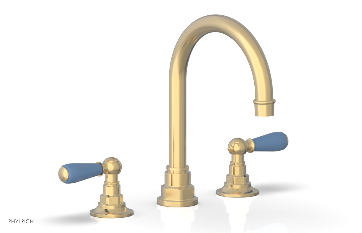 JAMESTOWN Widespread Faucet - High Spout - Lever Handle with "Light Blue" Accents 165-04