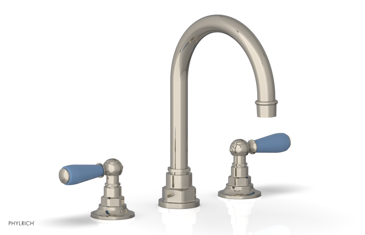 JAMESTOWN Widespread Faucet - High Spout - Lever Handle with "Light Blue" Accents 165-04