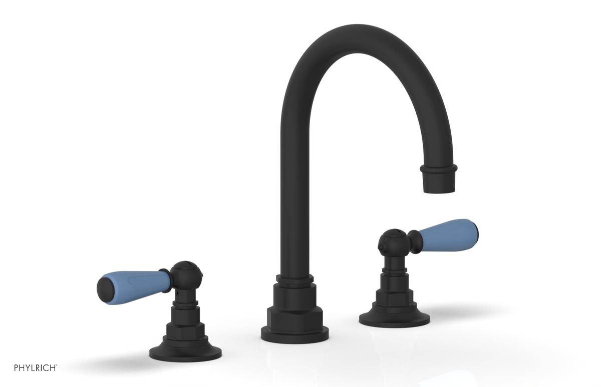 JAMESTOWN Widespread Faucet - High Spout - Lever Handle with "Light Blue" Accents 165-04