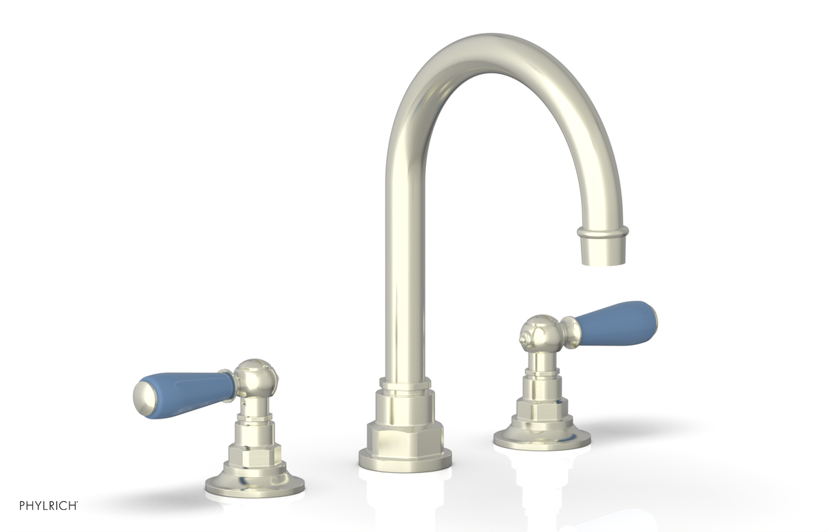 JAMESTOWN Widespread Faucet - High Spout - Lever Handle with "Light Blue" Accents 165-04