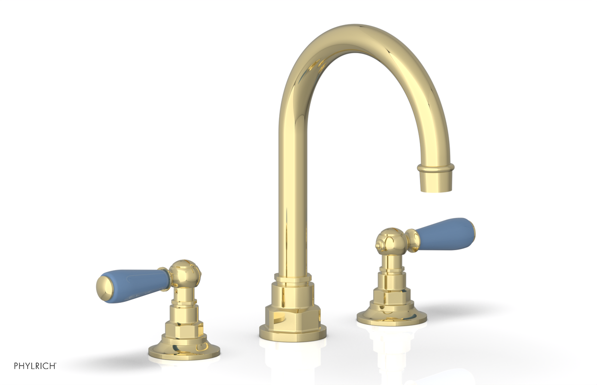 JAMESTOWN Widespread Faucet - High Spout - Lever Handle with "Light Blue" Accents 165-04