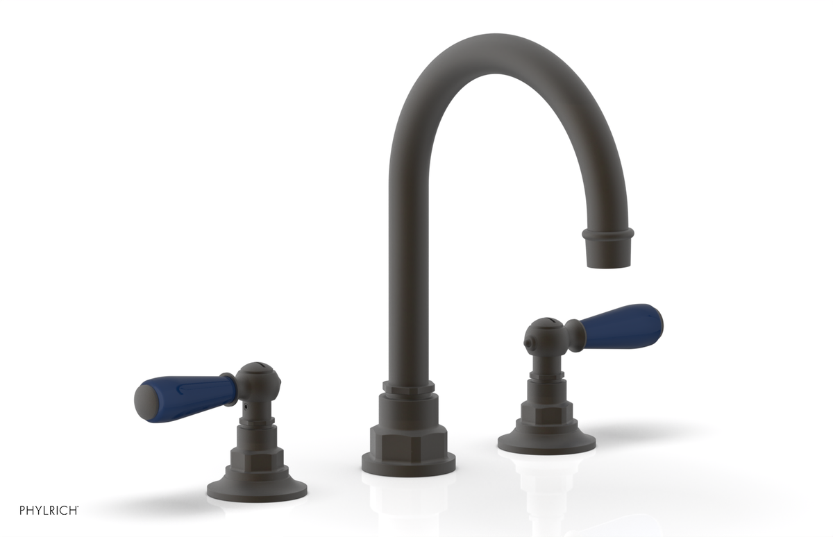 JAMESTOWN Widespread Faucet - High Spout - Lever Handle with "Navy Blue" Accents 165-04