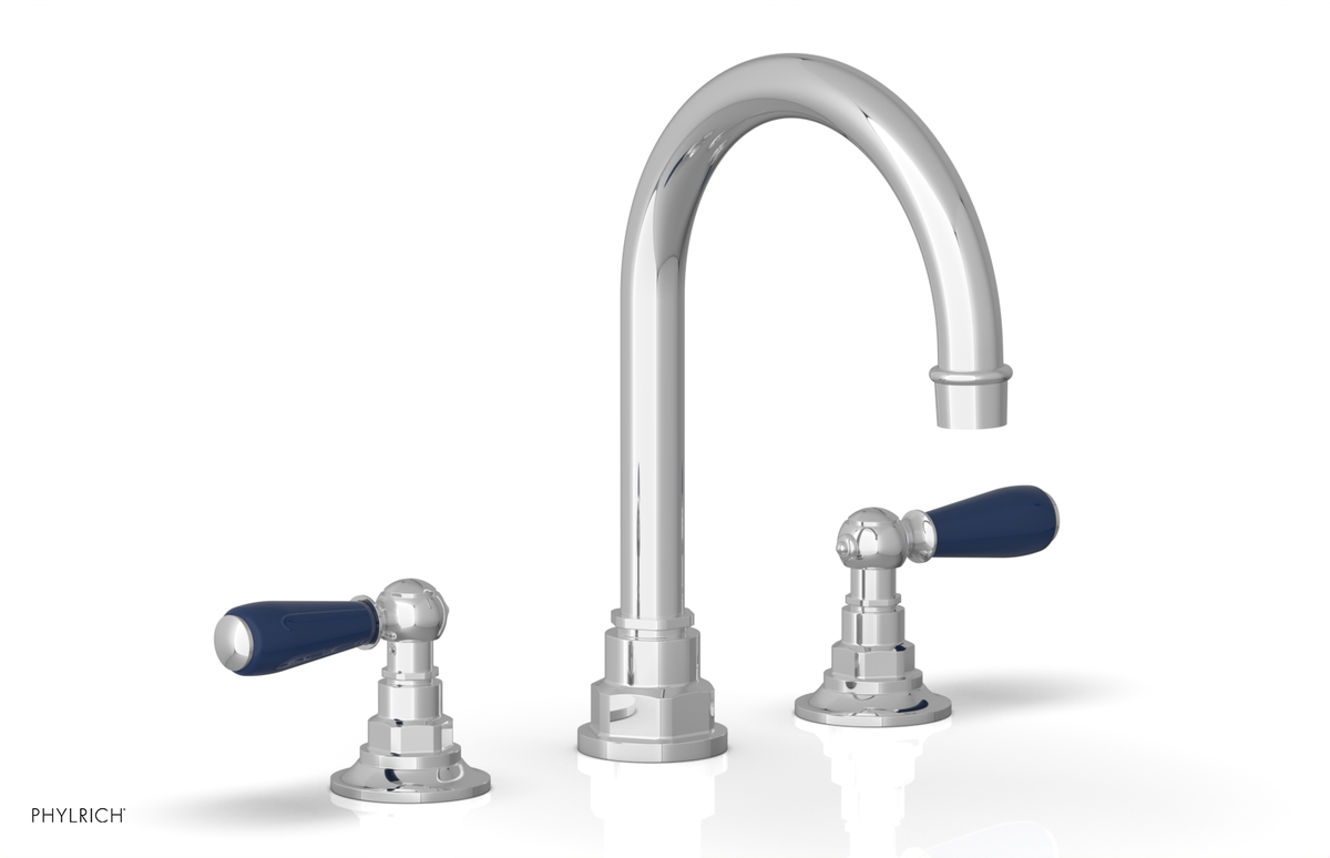 JAMESTOWN Widespread Faucet - High Spout - Lever Handle with "Navy Blue" Accents 165-04