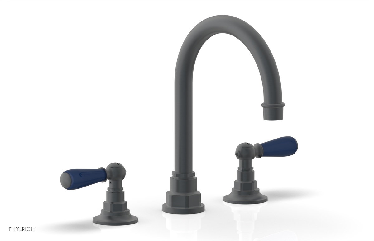 JAMESTOWN Widespread Faucet - High Spout - Lever Handle with "Navy Blue" Accents 165-04
