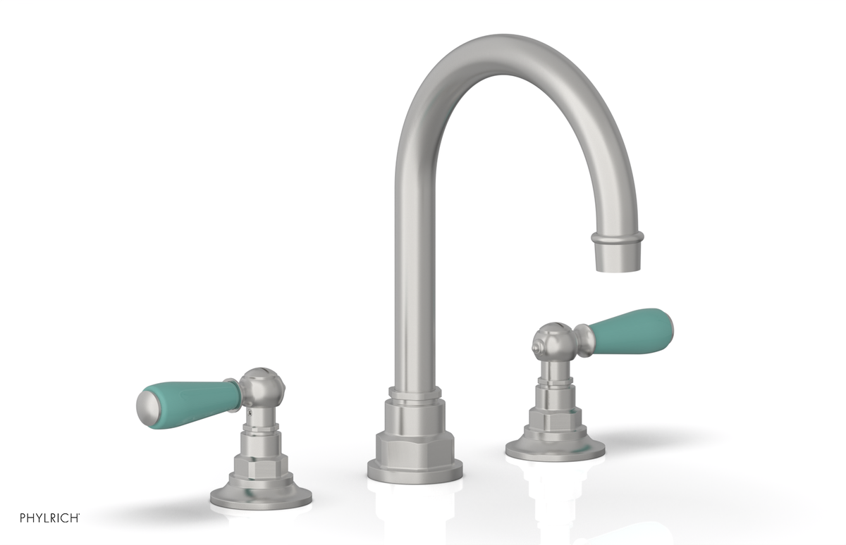 JAMESTOWN Widespread Faucet - High Spout - Lever Handle with "Turqoise" Accents 165-04