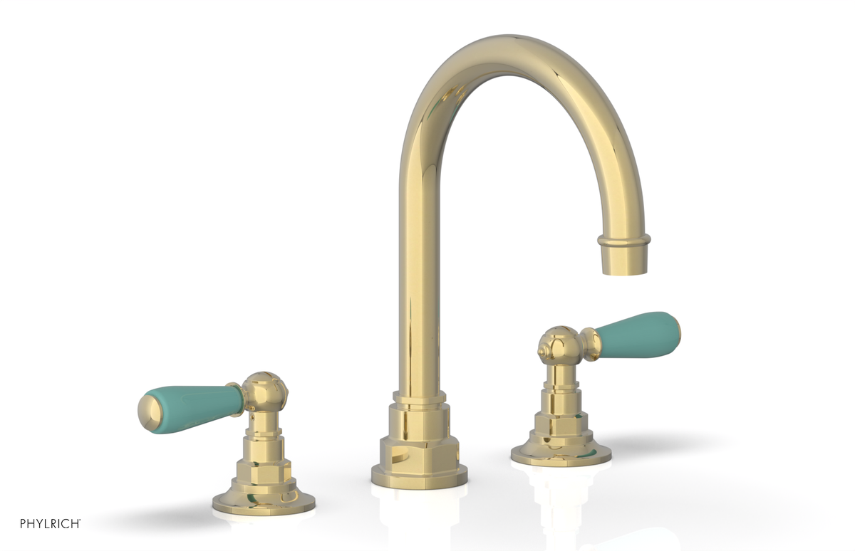 JAMESTOWN Widespread Faucet - High Spout - Lever Handle with "Turqoise" Accents 165-04
