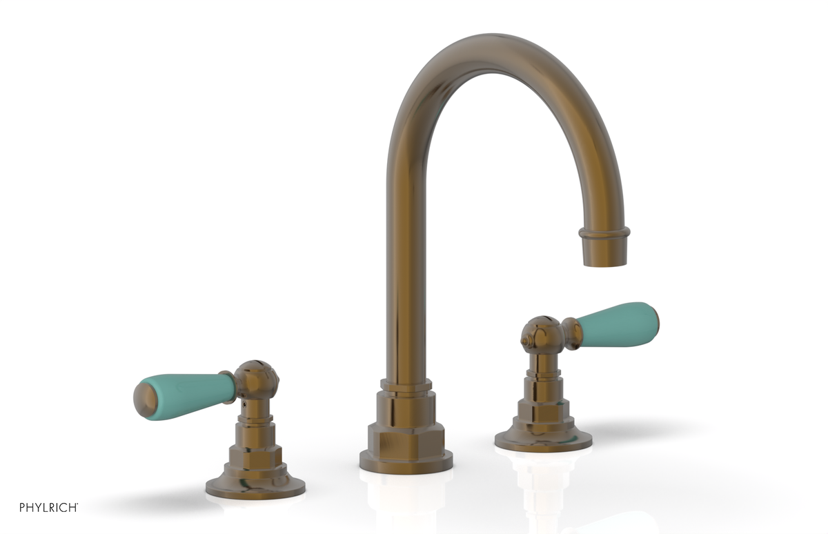 JAMESTOWN Widespread Faucet - High Spout - Lever Handle with "Turqoise" Accents 165-04