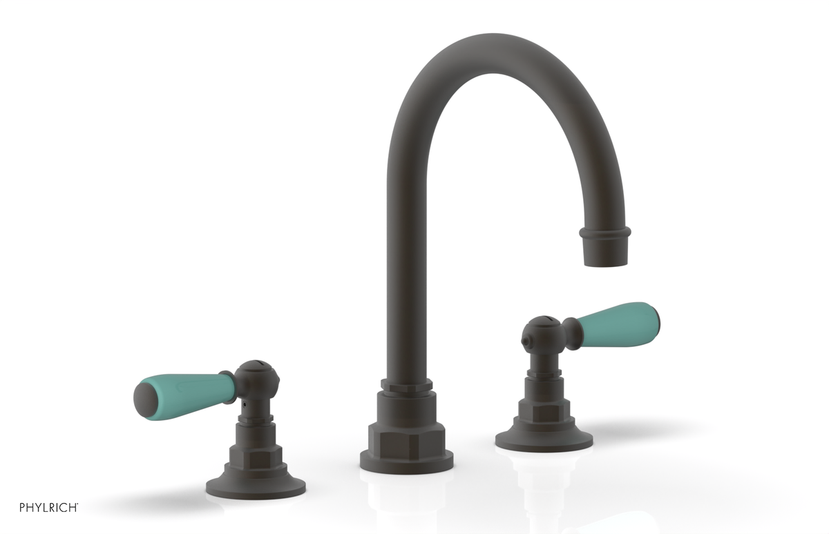 JAMESTOWN Widespread Faucet - High Spout - Lever Handle with "Turqoise" Accents 165-04