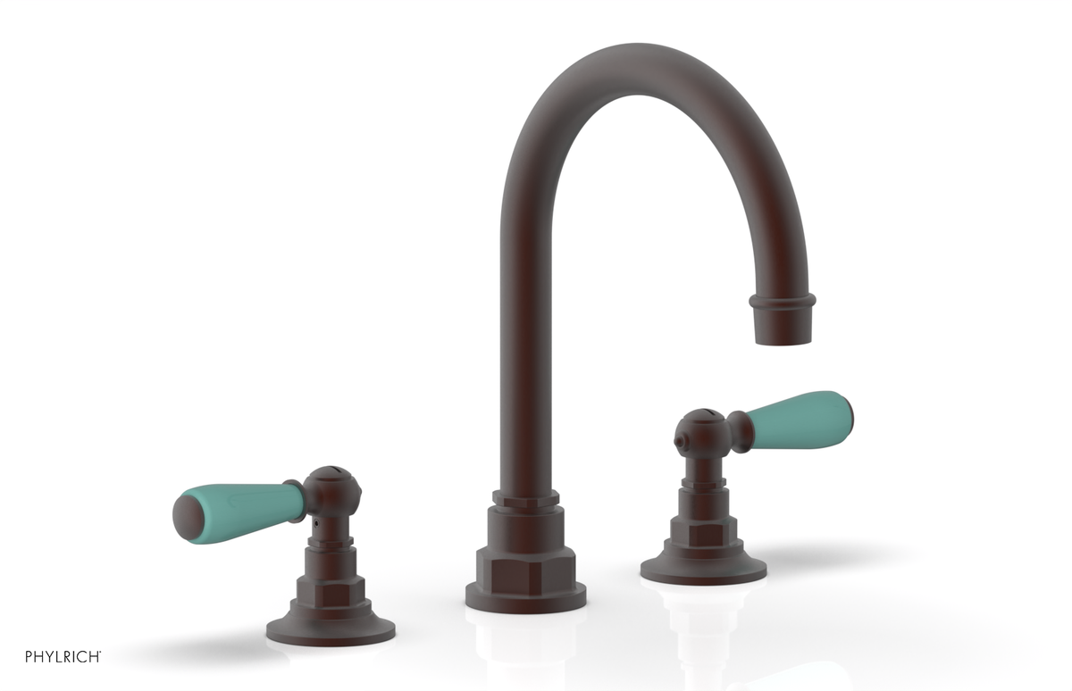 JAMESTOWN Widespread Faucet - High Spout - Lever Handle with "Turqoise" Accents 165-04