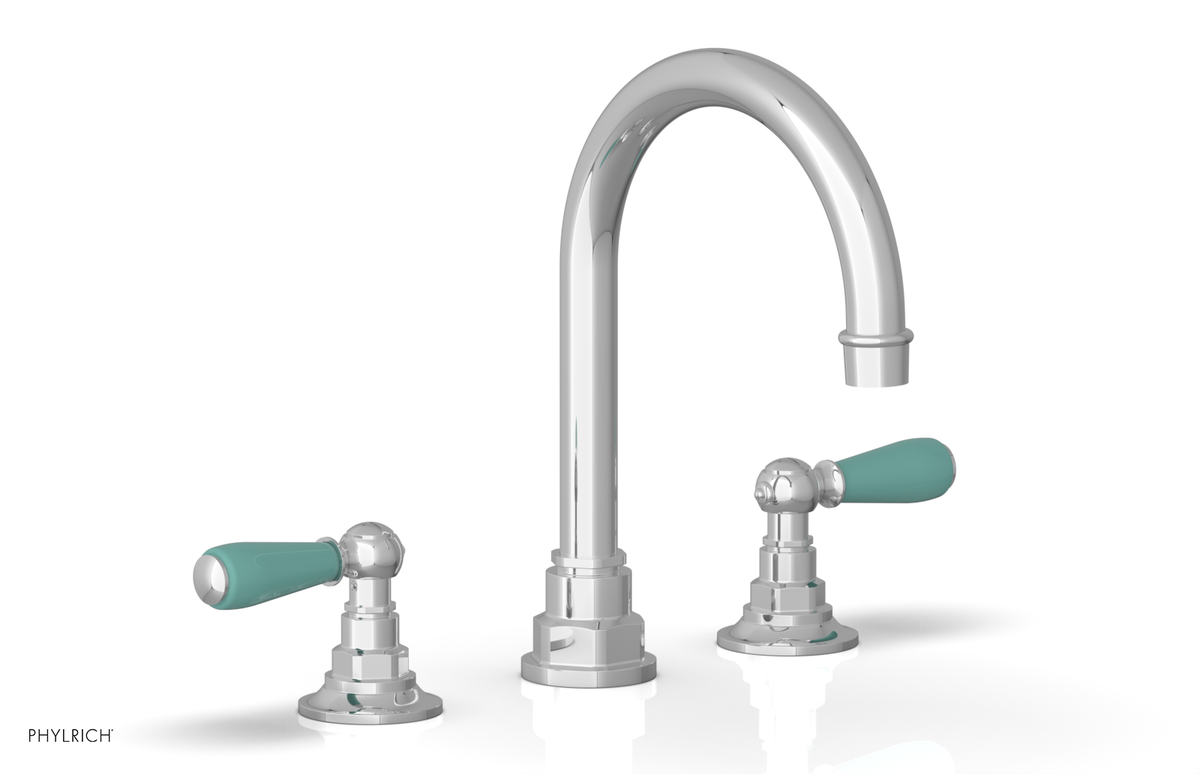 JAMESTOWN Widespread Faucet - High Spout - Lever Handle with "Turqoise" Accents 165-04