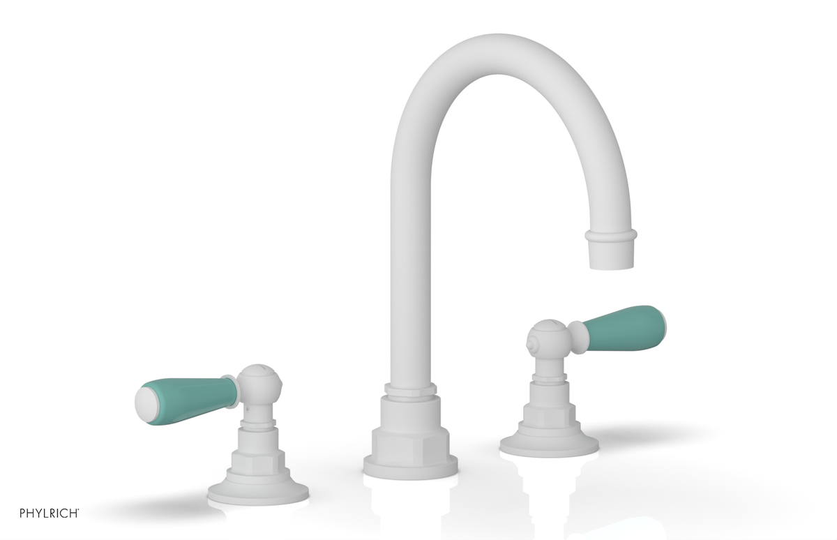 JAMESTOWN Widespread Faucet - High Spout - Lever Handle with "Turqoise" Accents 165-04
