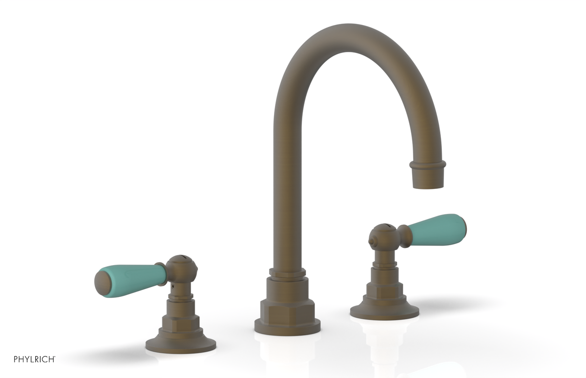 JAMESTOWN Widespread Faucet - High Spout - Lever Handle with "Turqoise" Accents 165-04