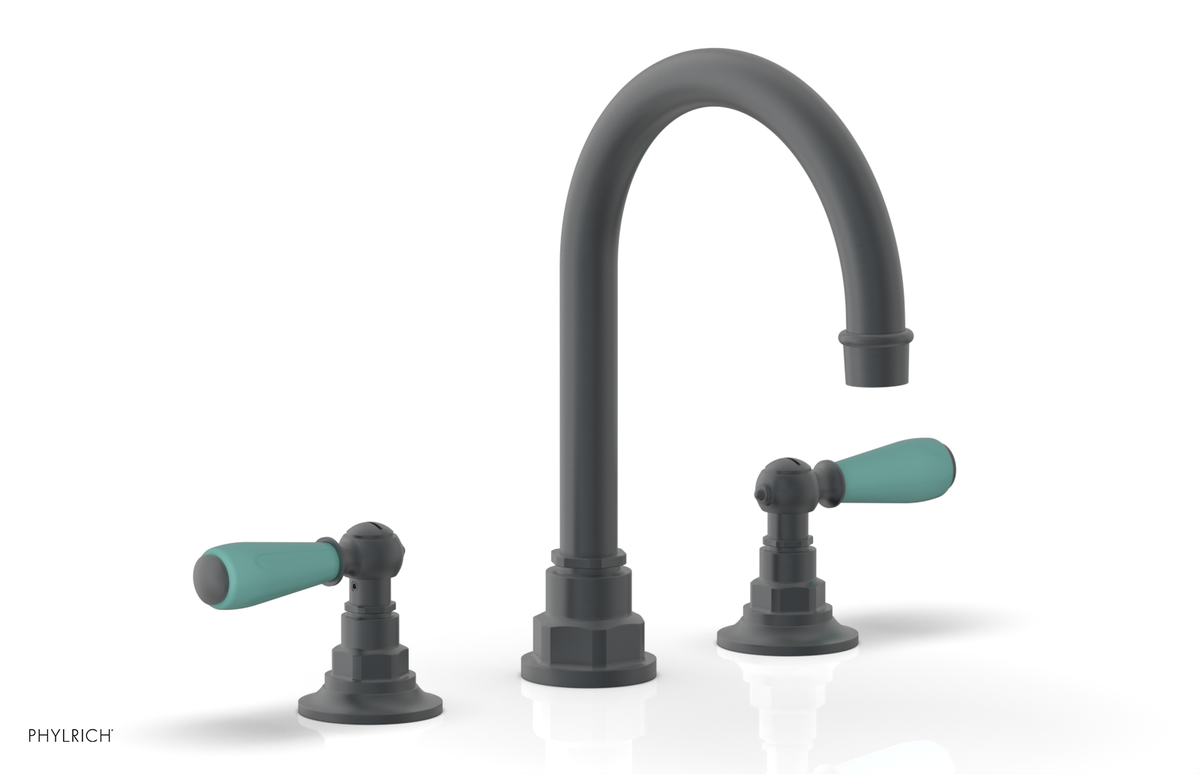 JAMESTOWN Widespread Faucet - High Spout - Lever Handle with "Turqoise" Accents 165-04