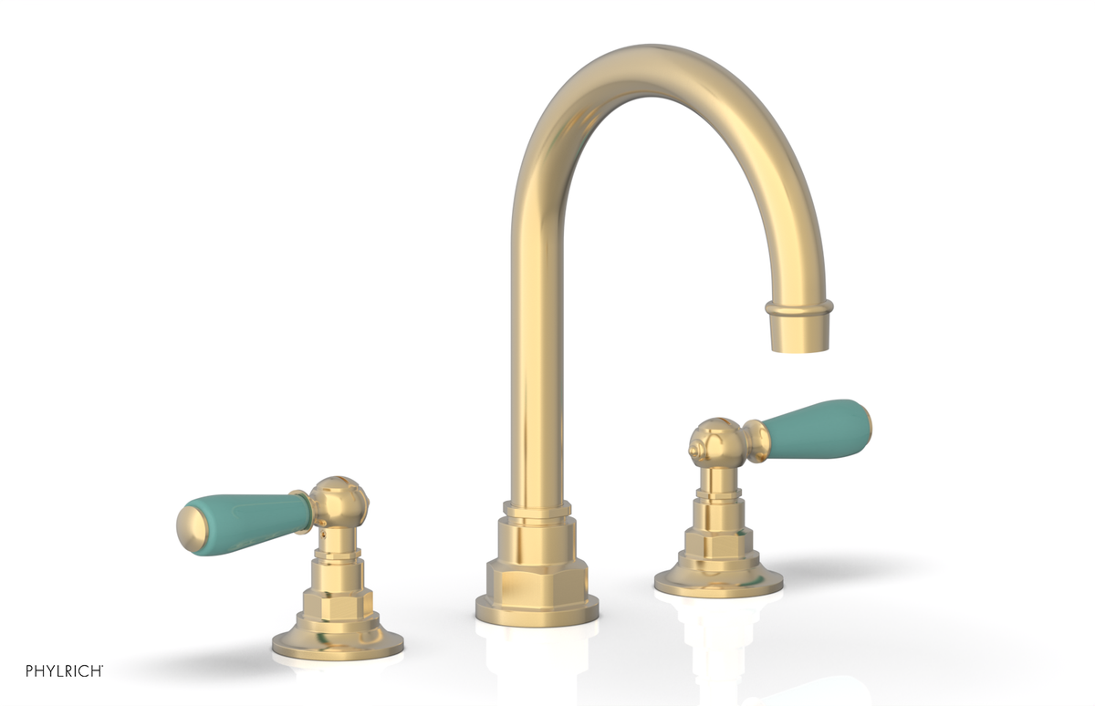 JAMESTOWN Widespread Faucet - High Spout - Lever Handle with "Turqoise" Accents 165-04