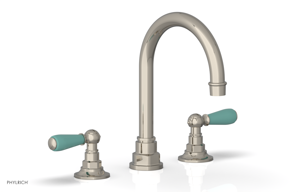 JAMESTOWN Widespread Faucet - High Spout - Lever Handle with "Turqoise" Accents 165-04