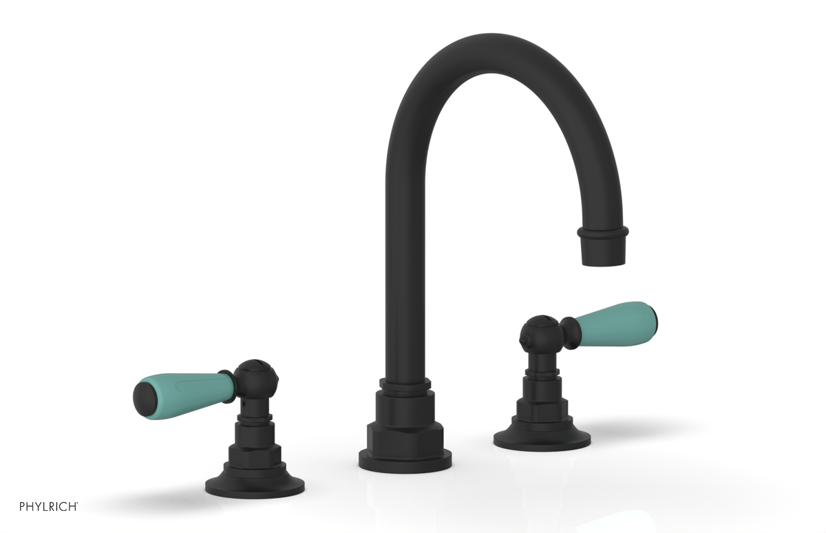 JAMESTOWN Widespread Faucet - High Spout - Lever Handle with "Turqoise" Accents 165-04