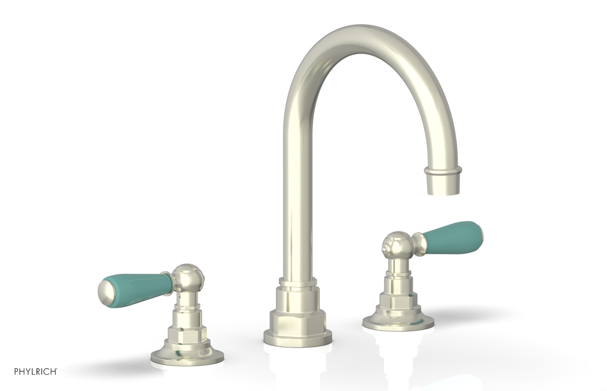 JAMESTOWN Widespread Faucet - High Spout - Lever Handle with "Turqoise" Accents 165-04