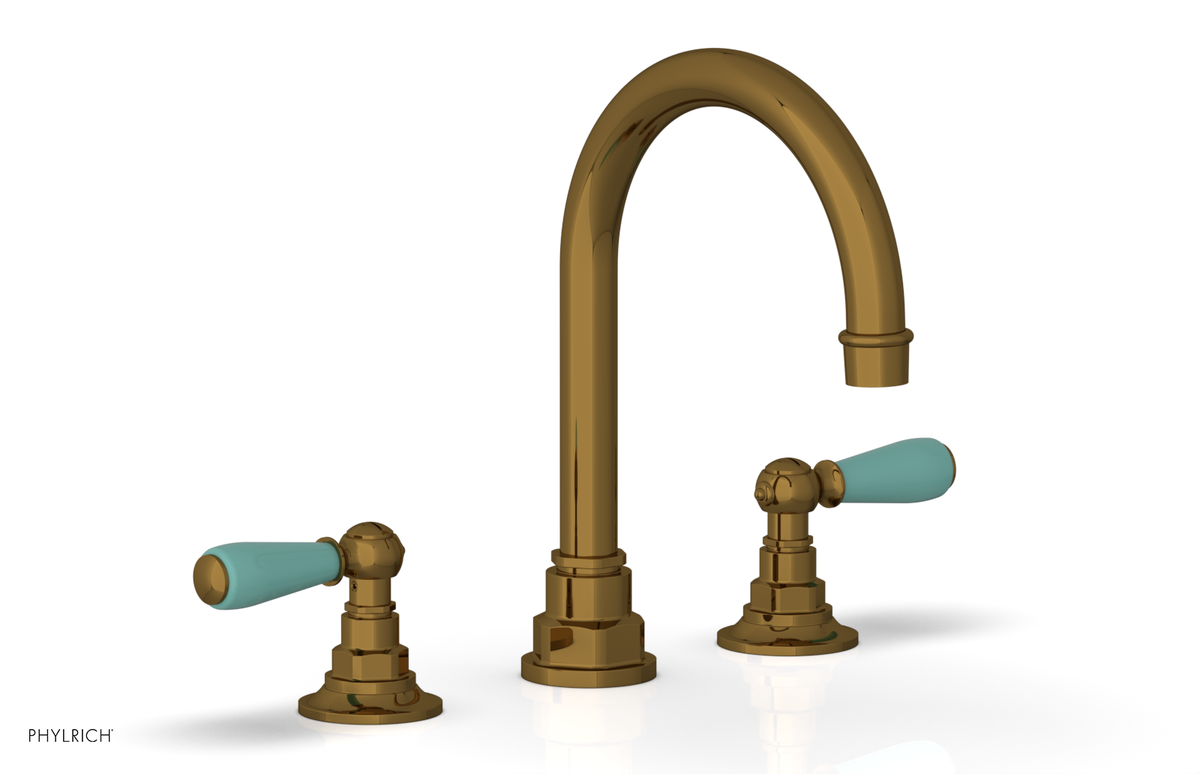 JAMESTOWN Widespread Faucet - High Spout - Lever Handle with "Turqoise" Accents 165-04