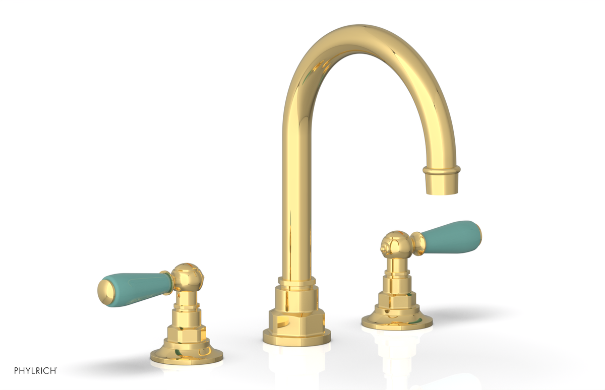 JAMESTOWN Widespread Faucet - High Spout - Lever Handle with "Turqoise" Accents 165-04