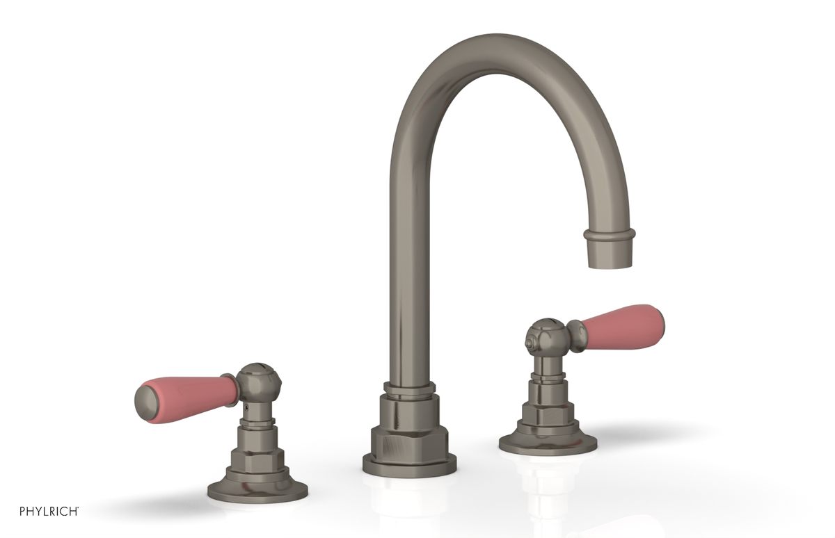 JAMESTOWN Widespread Faucet - High Spout - Lever Handle with "Pink" Accents 165-04