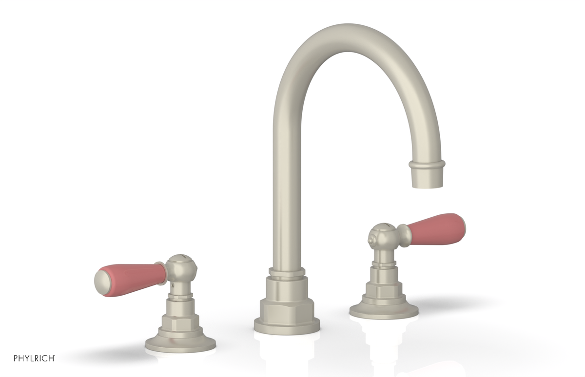 JAMESTOWN Widespread Faucet - High Spout - Lever Handle with "Pink" Accents 165-04