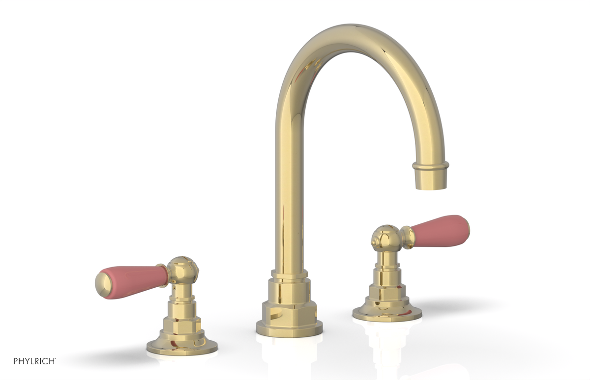 JAMESTOWN Widespread Faucet - High Spout - Lever Handle with "Pink" Accents 165-04