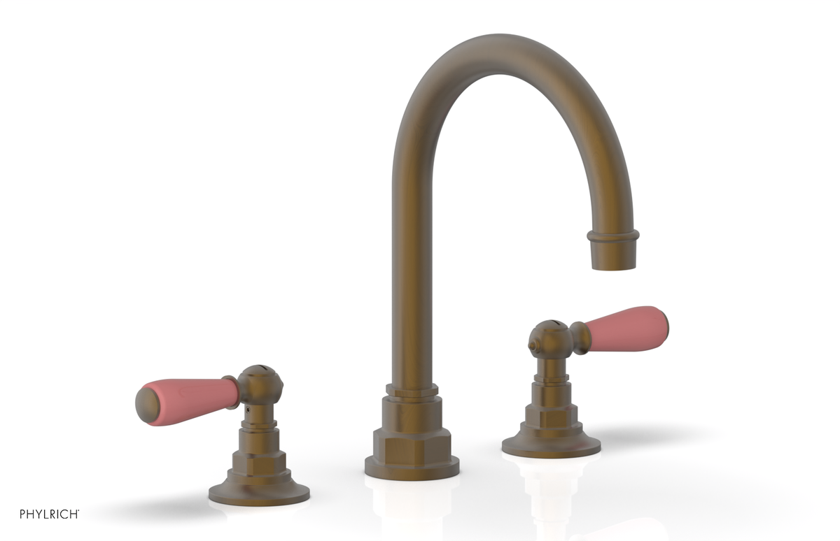 JAMESTOWN Widespread Faucet - High Spout - Lever Handle with "Pink" Accents 165-04