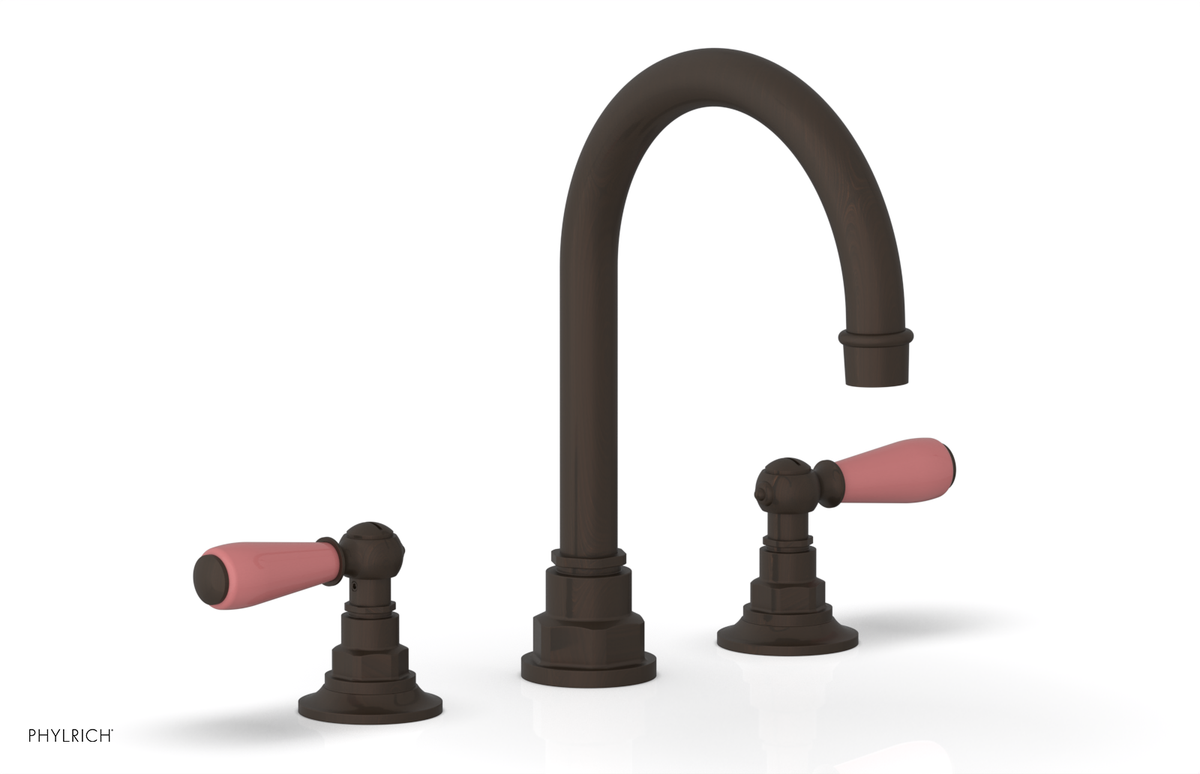 JAMESTOWN Widespread Faucet - High Spout - Lever Handle with "Pink" Accents 165-04
