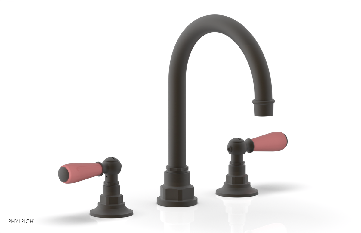 JAMESTOWN Widespread Faucet - High Spout - Lever Handle with "Pink" Accents 165-04