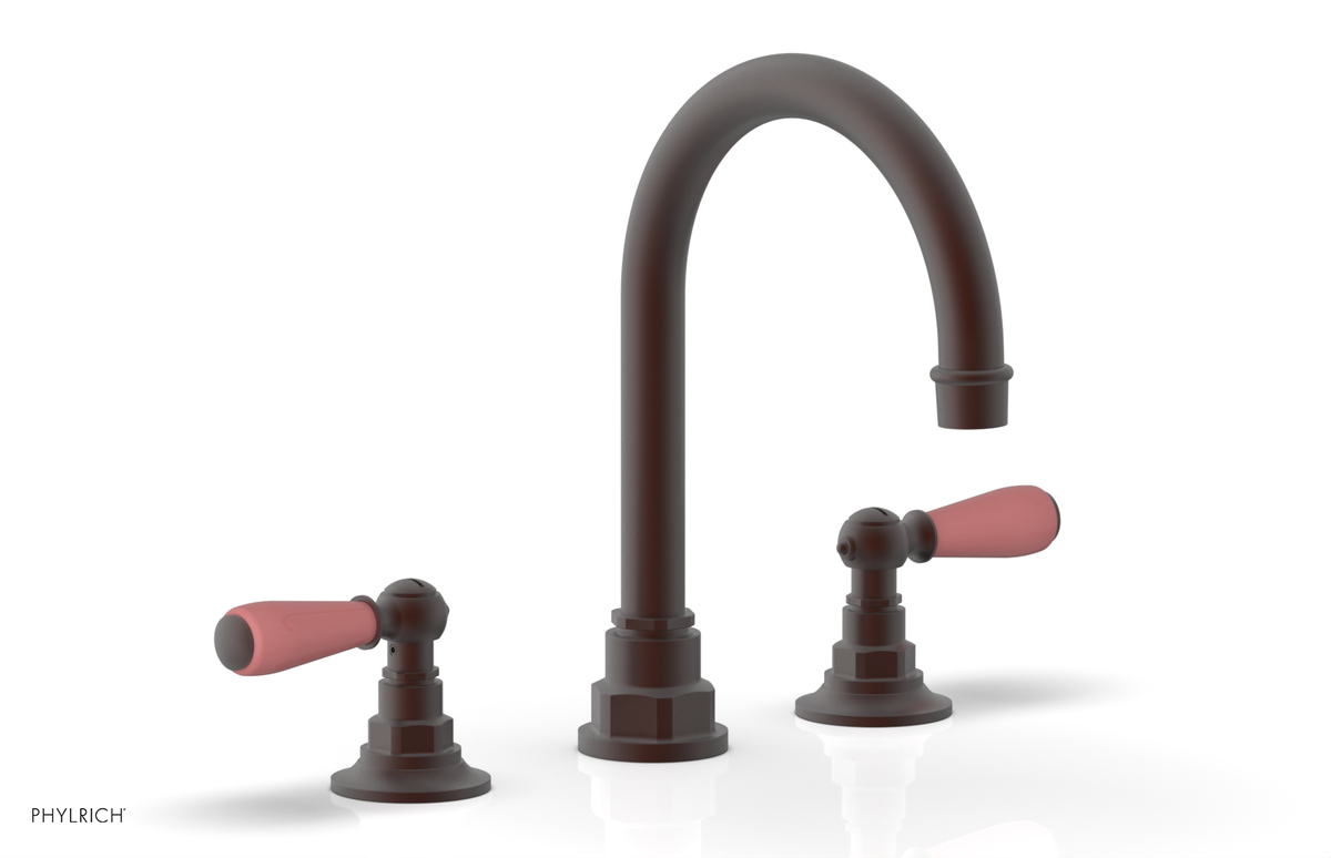 JAMESTOWN Widespread Faucet - High Spout - Lever Handle with "Pink" Accents 165-04