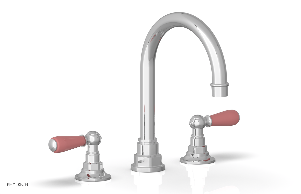 JAMESTOWN Widespread Faucet - High Spout - Lever Handle with "Pink" Accents 165-04